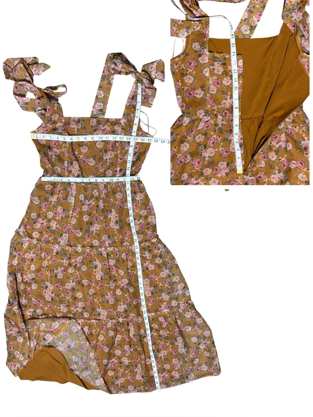 STORIA Floral Tiered Midi Dress | Size Medium | Cottagecore Boho Romantic | Line - Picture 16 of 16